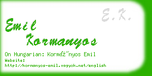 emil kormanyos business card